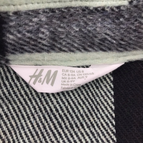 H&M Kids Black White Buffalo Check Plaid Flannel Long Sleeve Shaket - Picture 4 of 5